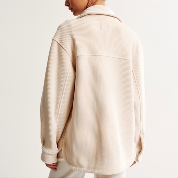 Abercrombie & Fitch Cozy Corduroy Cream Fleece Shacket Jacket Sz S - Picture 11 of 14
